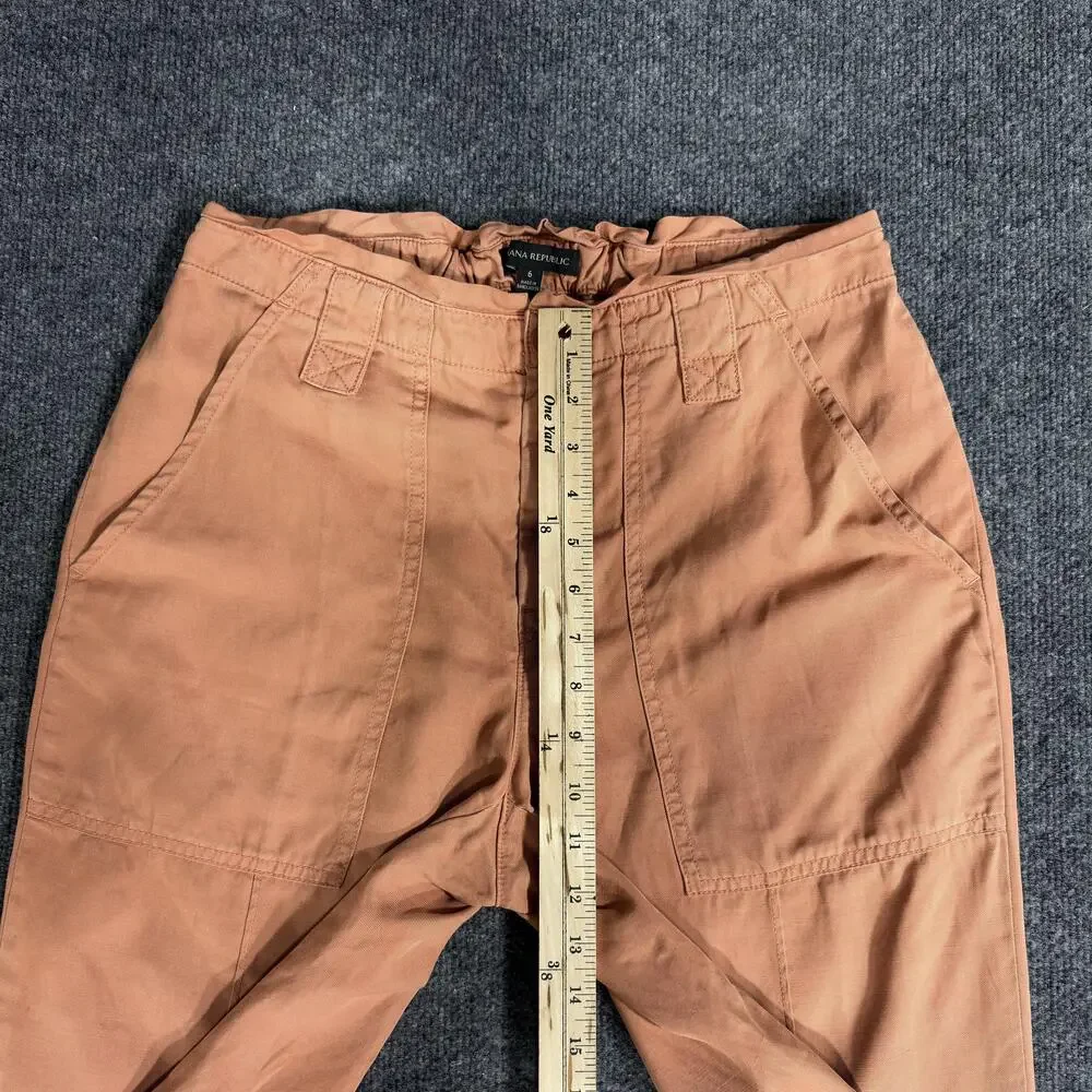 Banana Republic Pants Womens 6 Orange Cropped Utility Lyocell Linen Blend